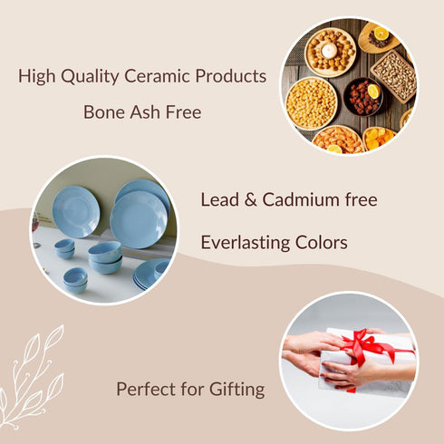 Sky Blue Marble Ceramic Set of 4 Dinner Plates - The Earth Store - Dinnerware